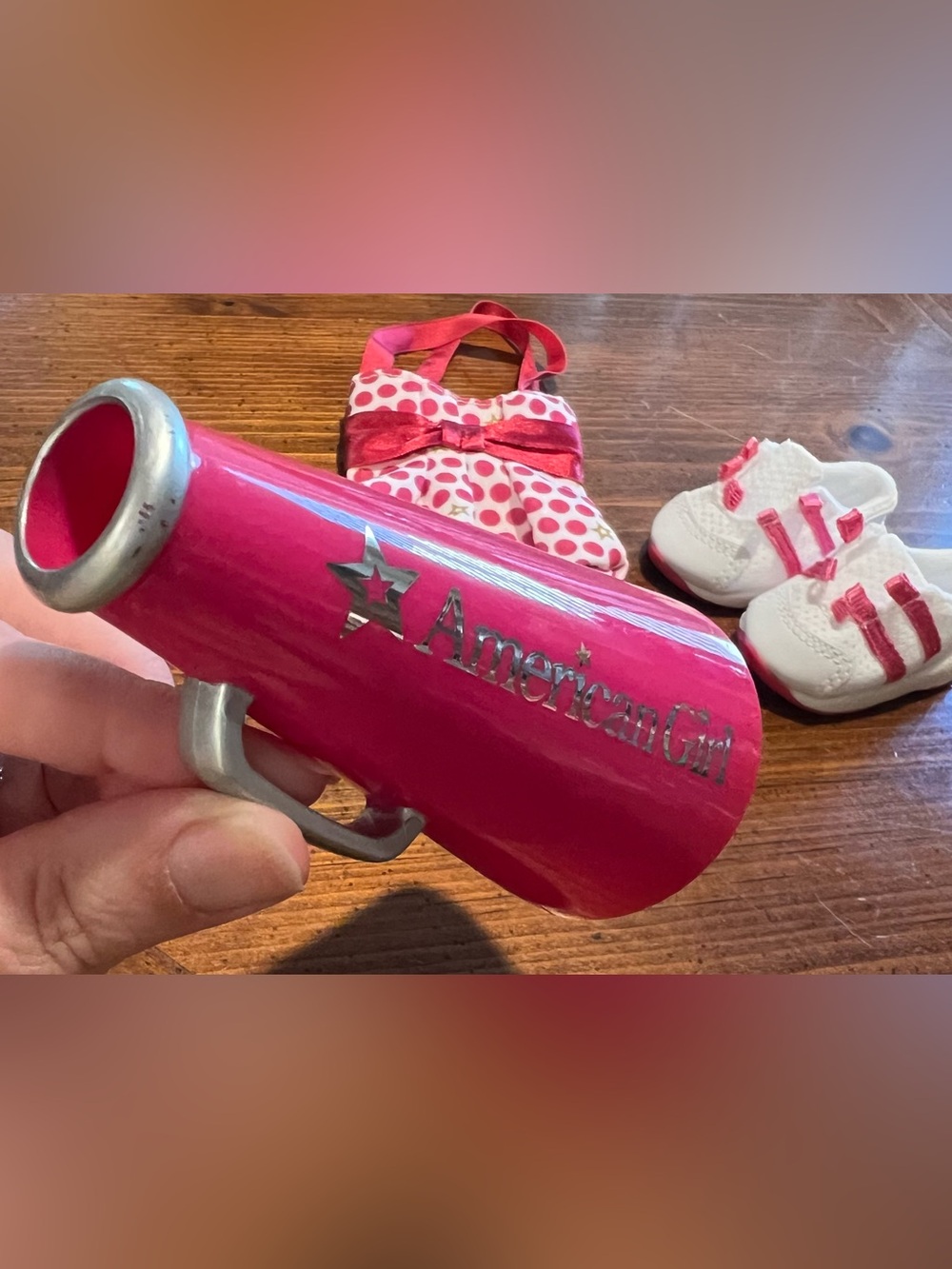 American Girl Doll Megaphone + Shoes + Tote Bag 3 Piece Mixed Lot Cheer Themed - Picture 7 of 10